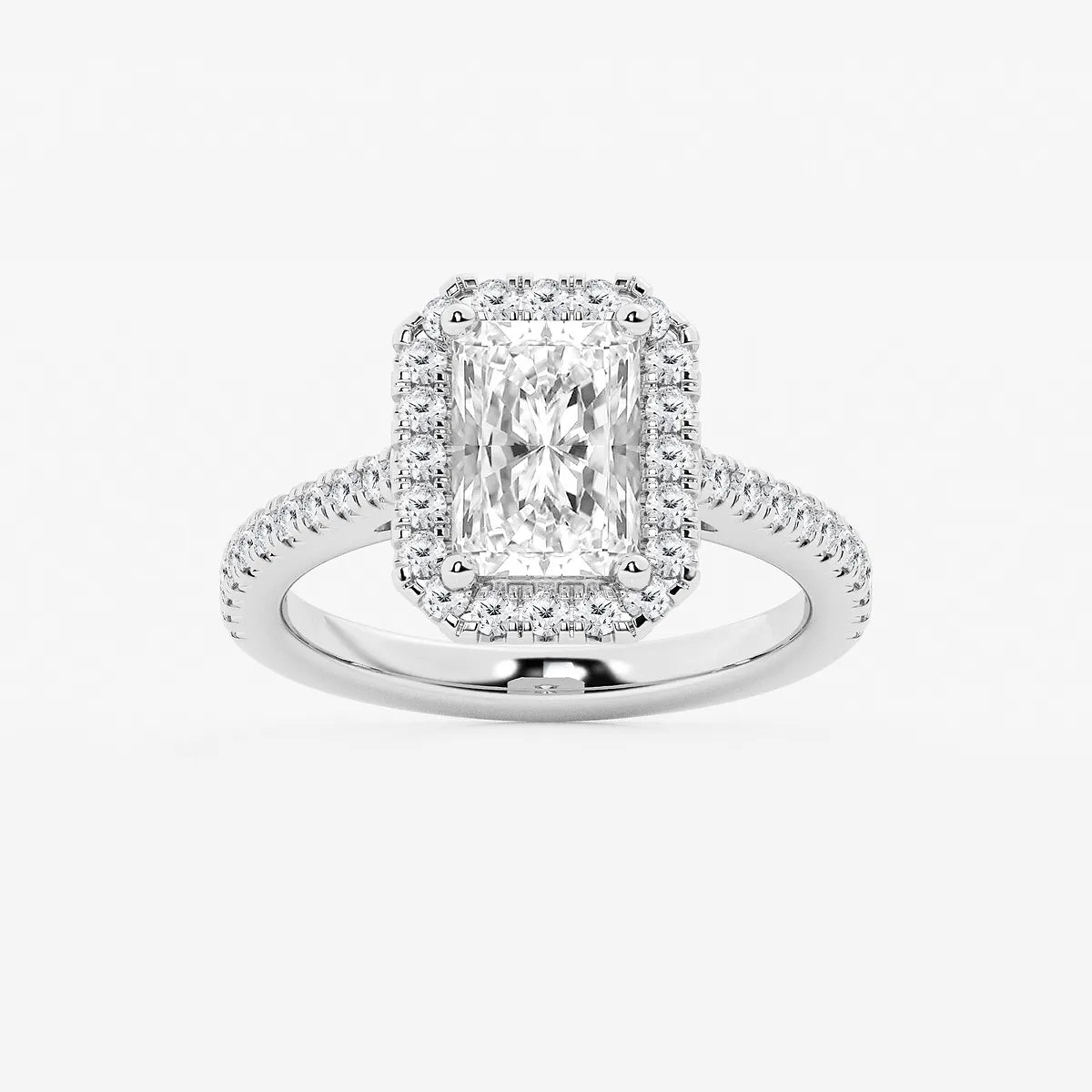 Étoile Radiant  Diamond French Pavé Halo Engagement Ring