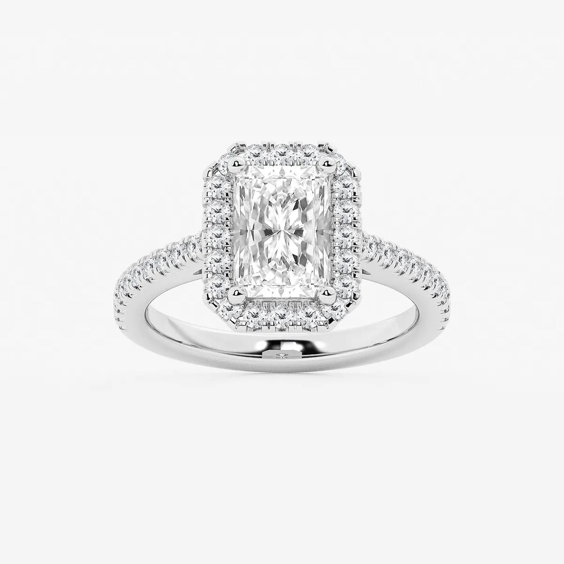 Étoile Radiant  Diamond French Pavé Halo Engagement Ring
