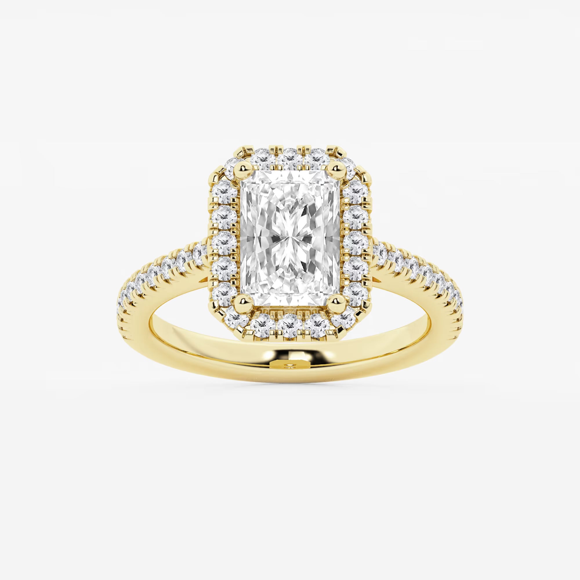 Étoile Radiant  Diamond French Pavé Halo Engagement Ring