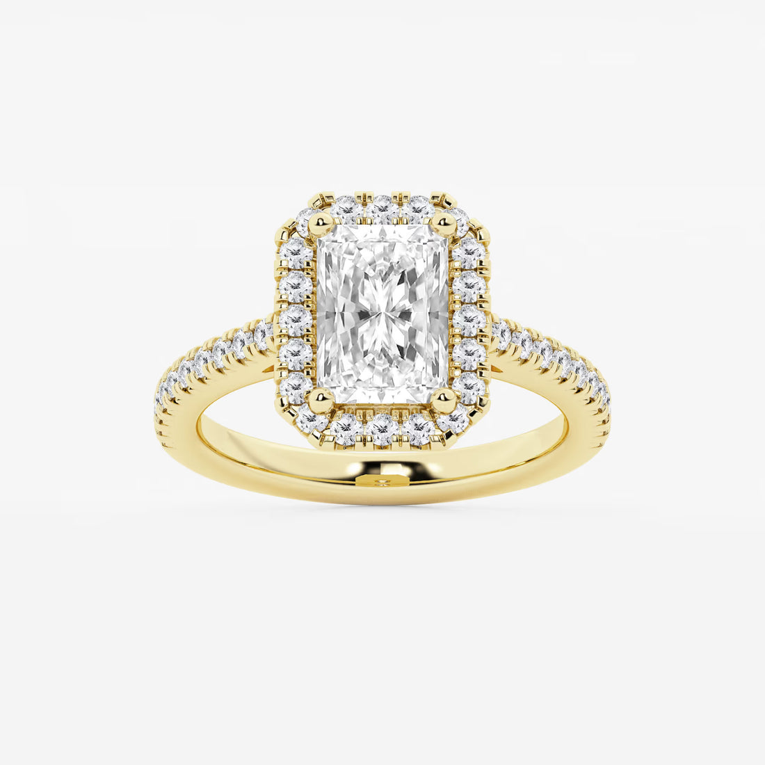 Étoile Radiant  Diamond French Pavé Halo Engagement Ring