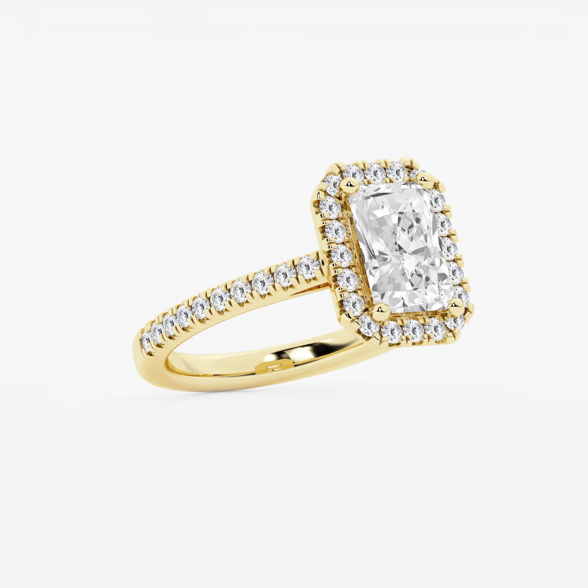 Étoile Radiant  Diamond French Pavé Halo Engagement Ring