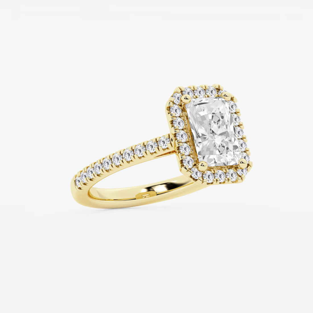 Étoile Radiant  Diamond French Pavé Halo Engagement Ring