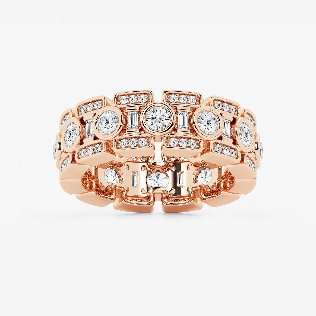 EternaVogue Round & Baguette Lab-Grown Diamond Bezel Eternity Band