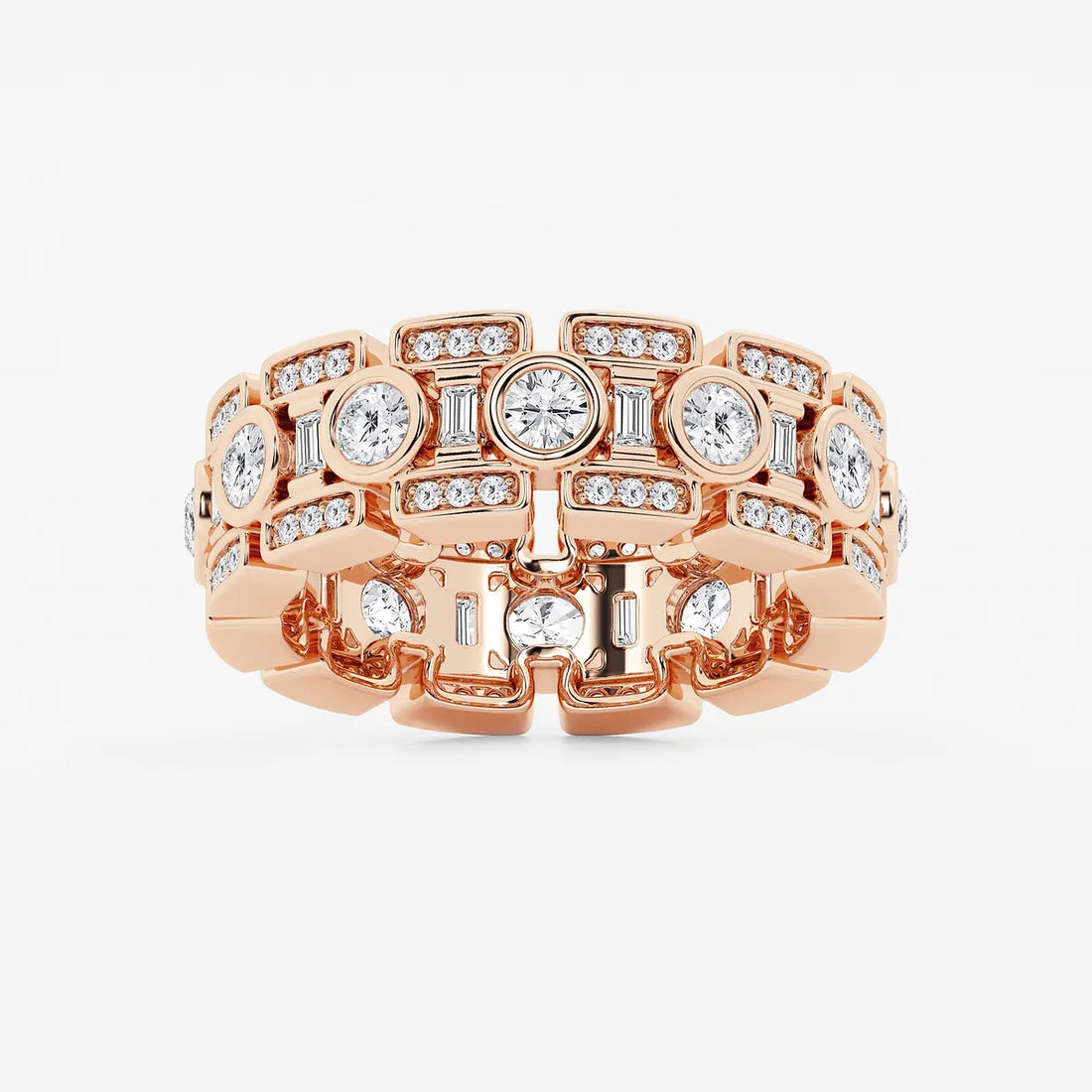 EternaVogue Round & Baguette Lab-Grown Diamond Bezel Eternity Band