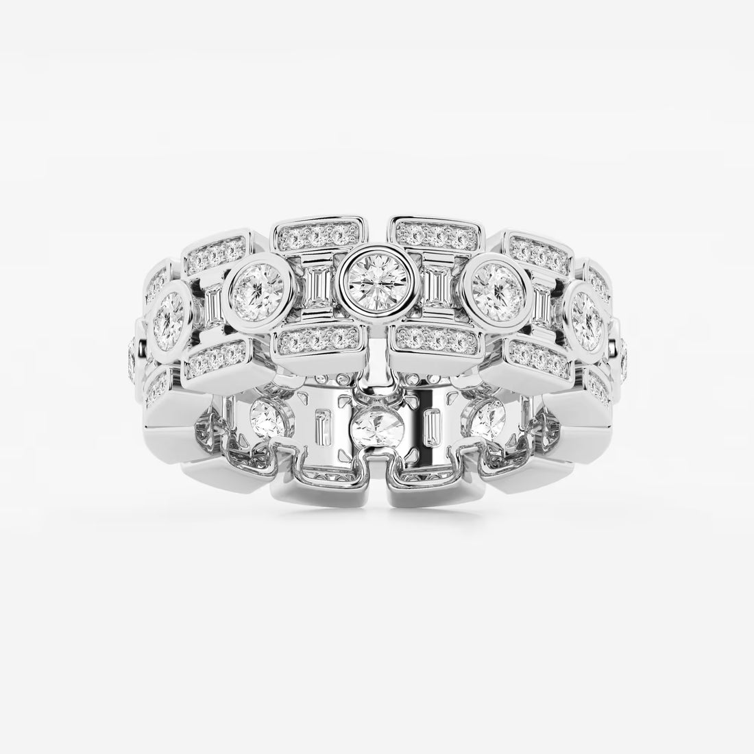 EternaVogue Round & Baguette Lab-Grown Diamond Bezel Eternity Band