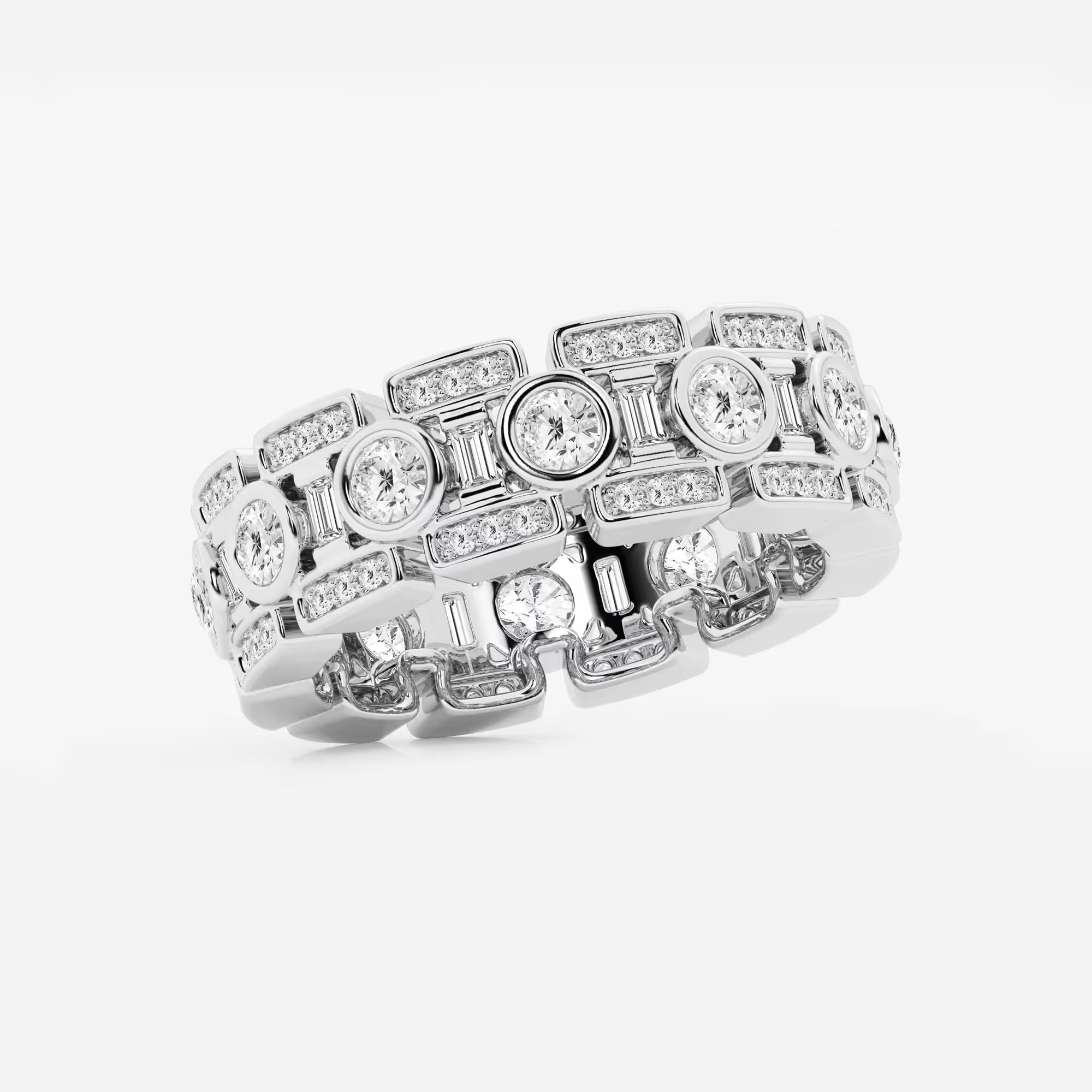 EternaVogue Round & Baguette Lab-Grown Diamond Bezel Eternity Band