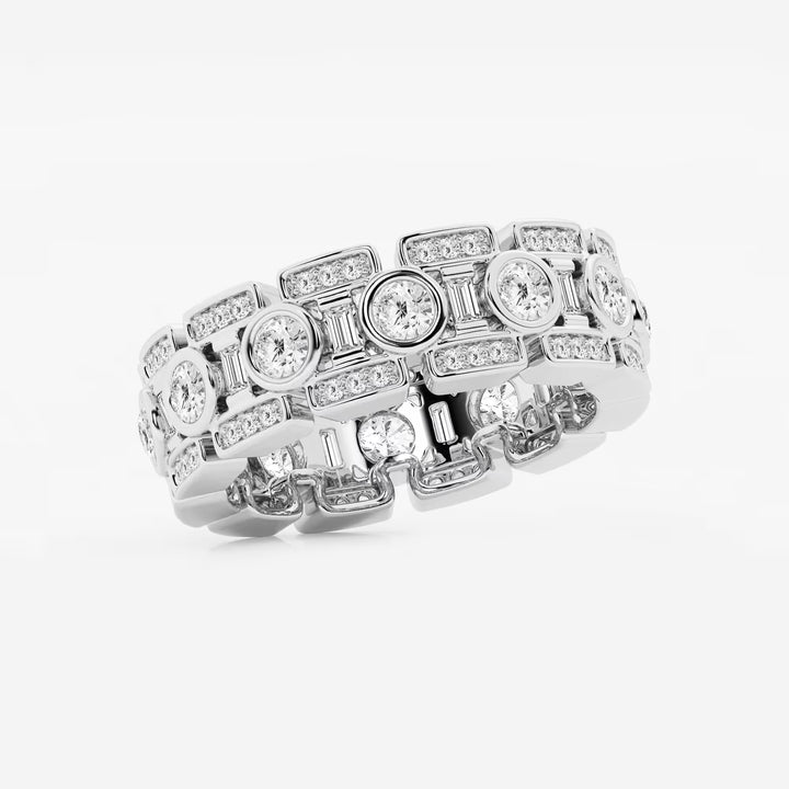 EternaVogue Round & Baguette Lab-Grown Diamond Bezel Eternity Band