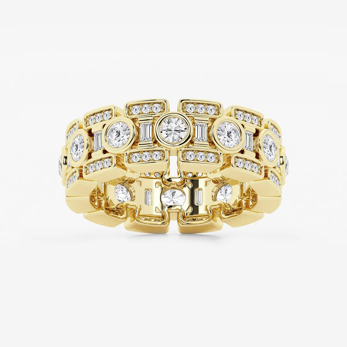 EternaVogue Round & Baguette Lab-Grown Diamond Bezel Eternity Band