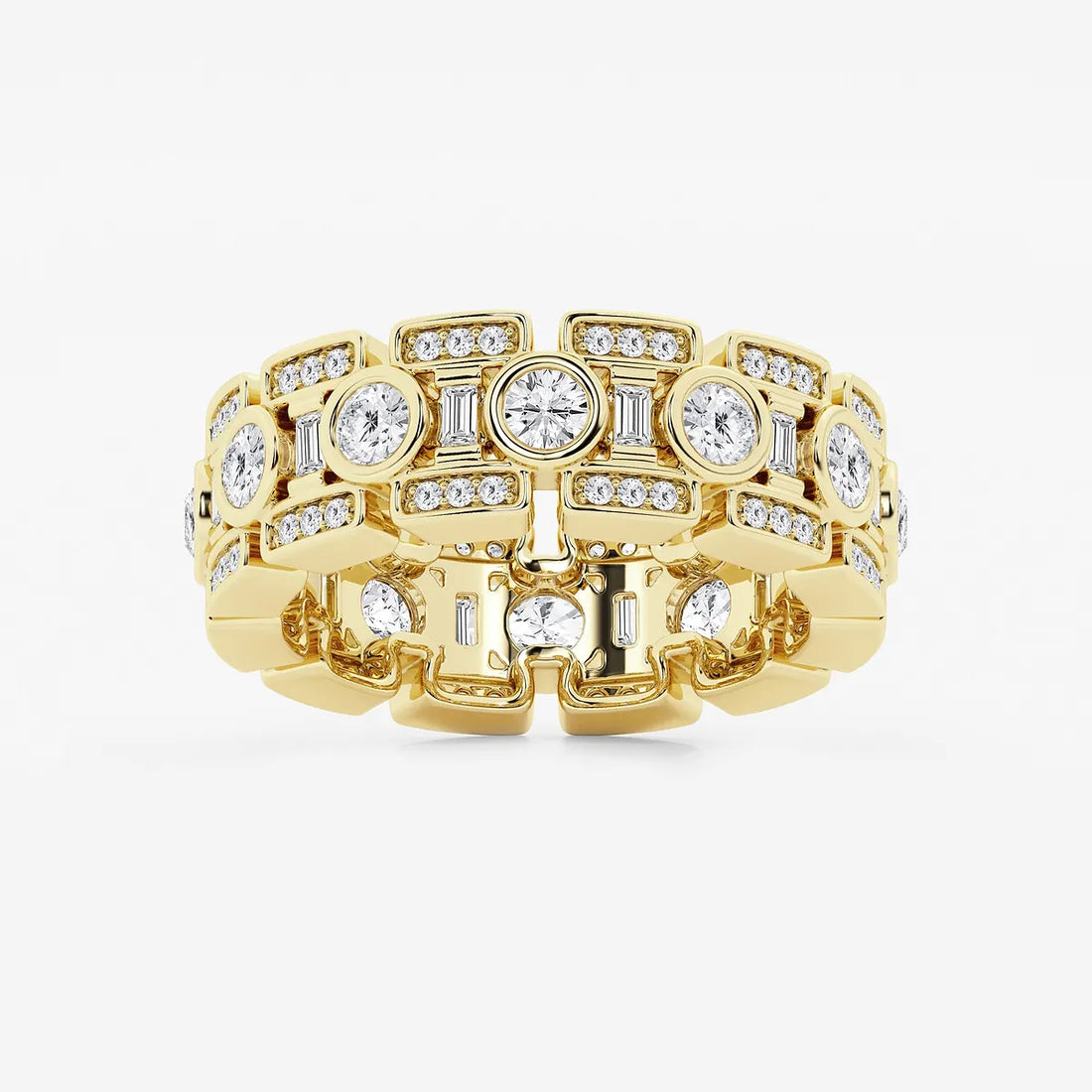 EternaVogue Round & Baguette Lab-Grown Diamond Bezel Eternity Band