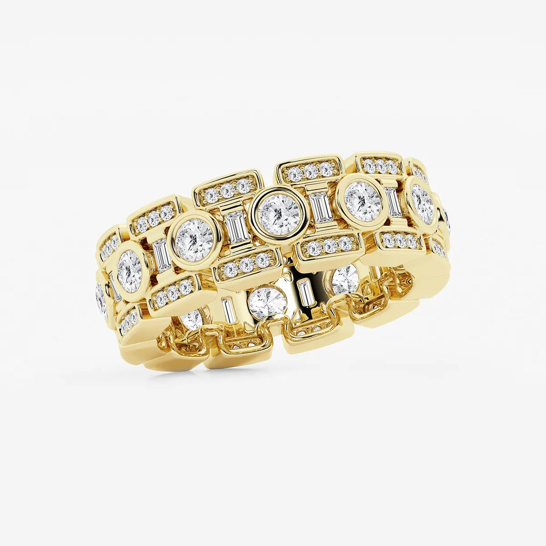 EternaVogue Round & Baguette Lab-Grown Diamond Bezel Eternity Band