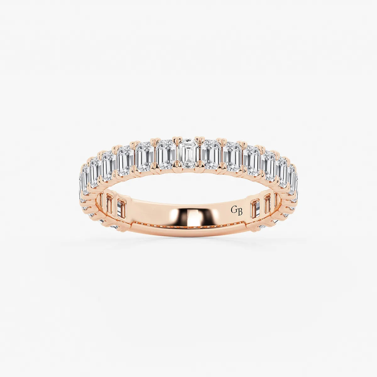 EternaGrace Emerald Lab-Grown Diamond Three-Quarter Eternity Wedding Band