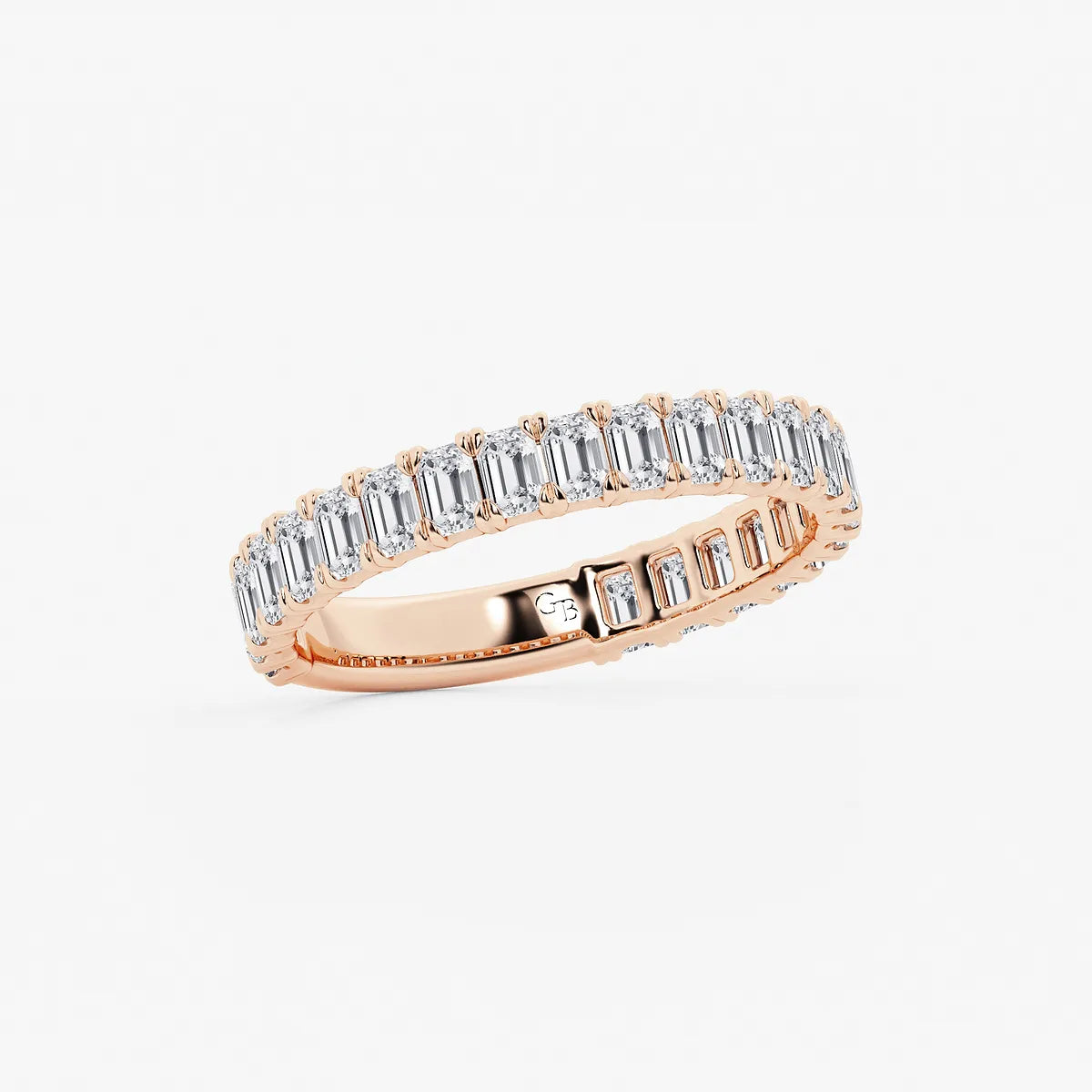 EternaGrace Emerald Lab-Grown Diamond Three-Quarter Eternity Wedding Band