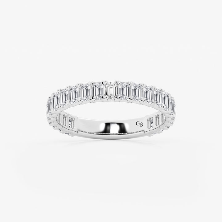 EternaGrace Emerald Lab-Grown Diamond Three-Quarter Eternity Wedding Band