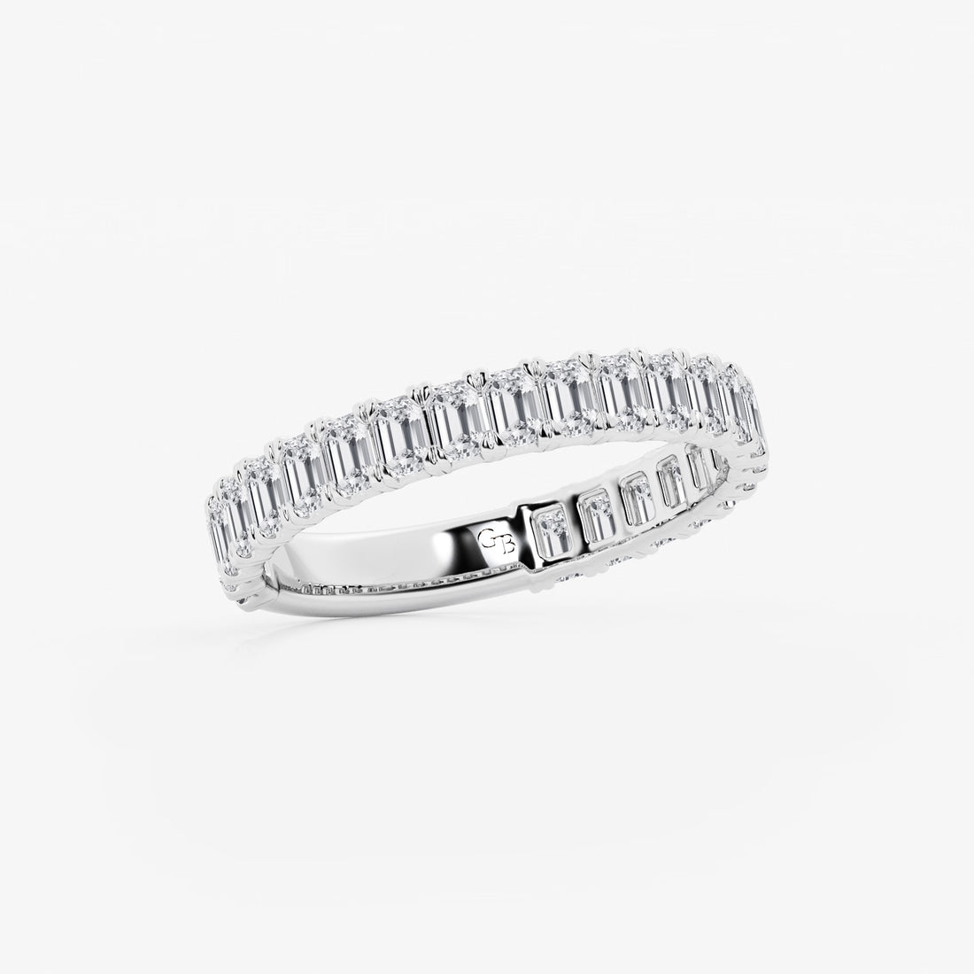 EternaGrace Emerald Lab-Grown Diamond Three-Quarter Eternity Wedding Band