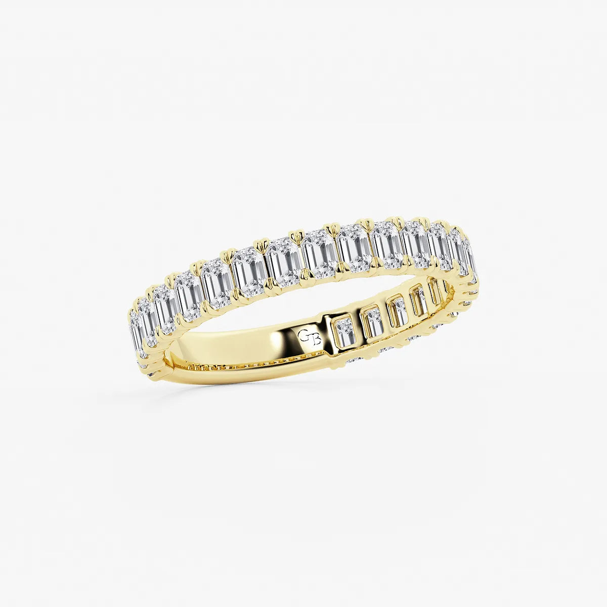 EternaGrace Emerald Lab-Grown Diamond Three-Quarter Eternity Wedding Band