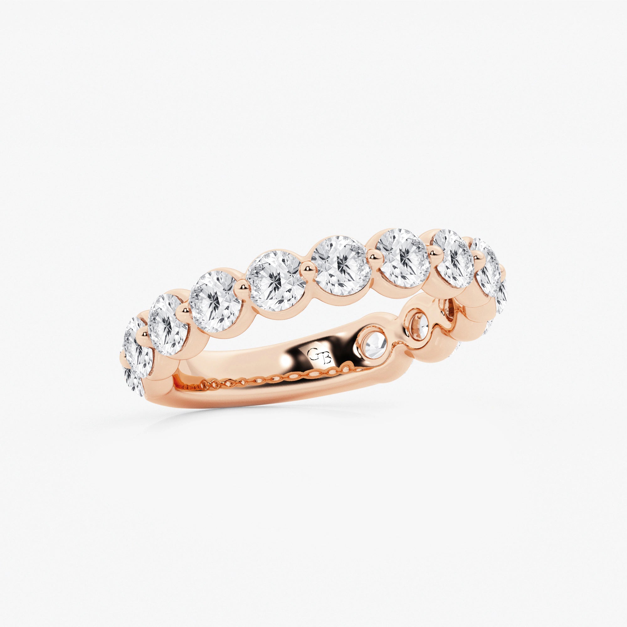 Aurielle Round Lab-Grown Diamond Three-Quarter Eternity Floating Wedding Band