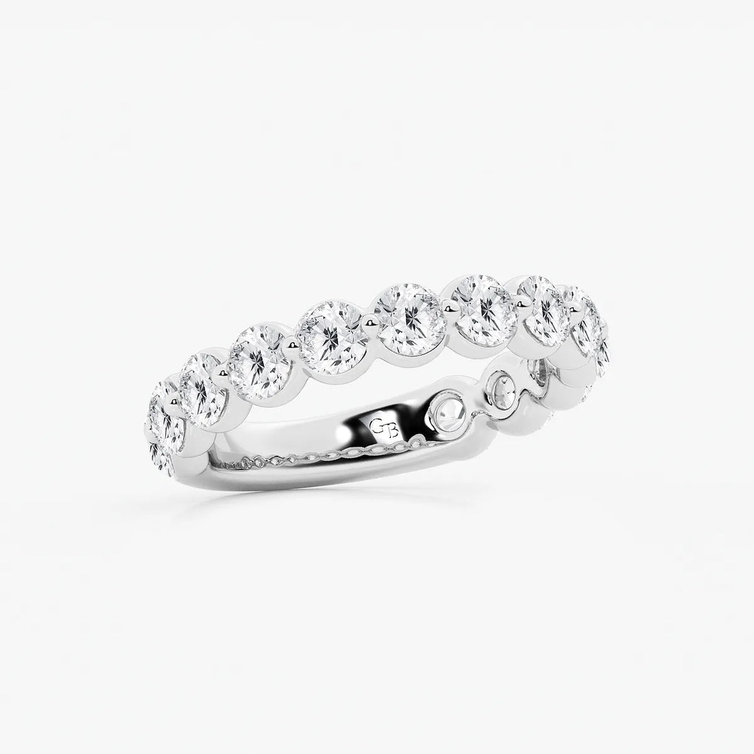 Aurielle Round Lab-Grown Diamond Three-Quarter Eternity Floating Wedding Band