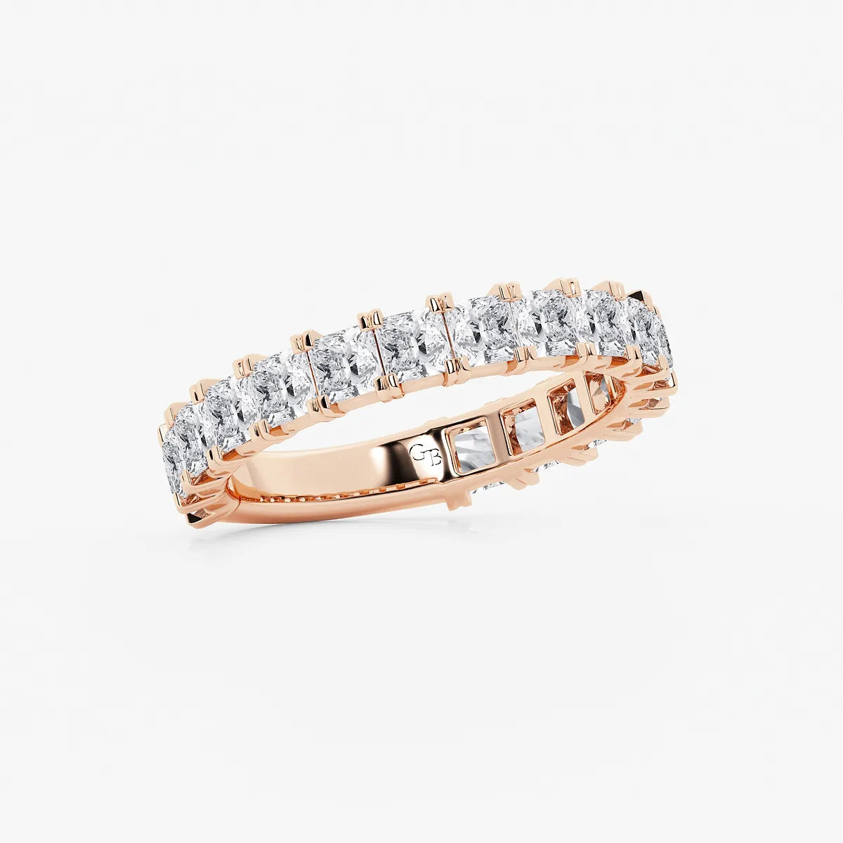 Princess Cut Lab Grown Diamond Three Quarter Eternity Wedding Band in Solid Gold