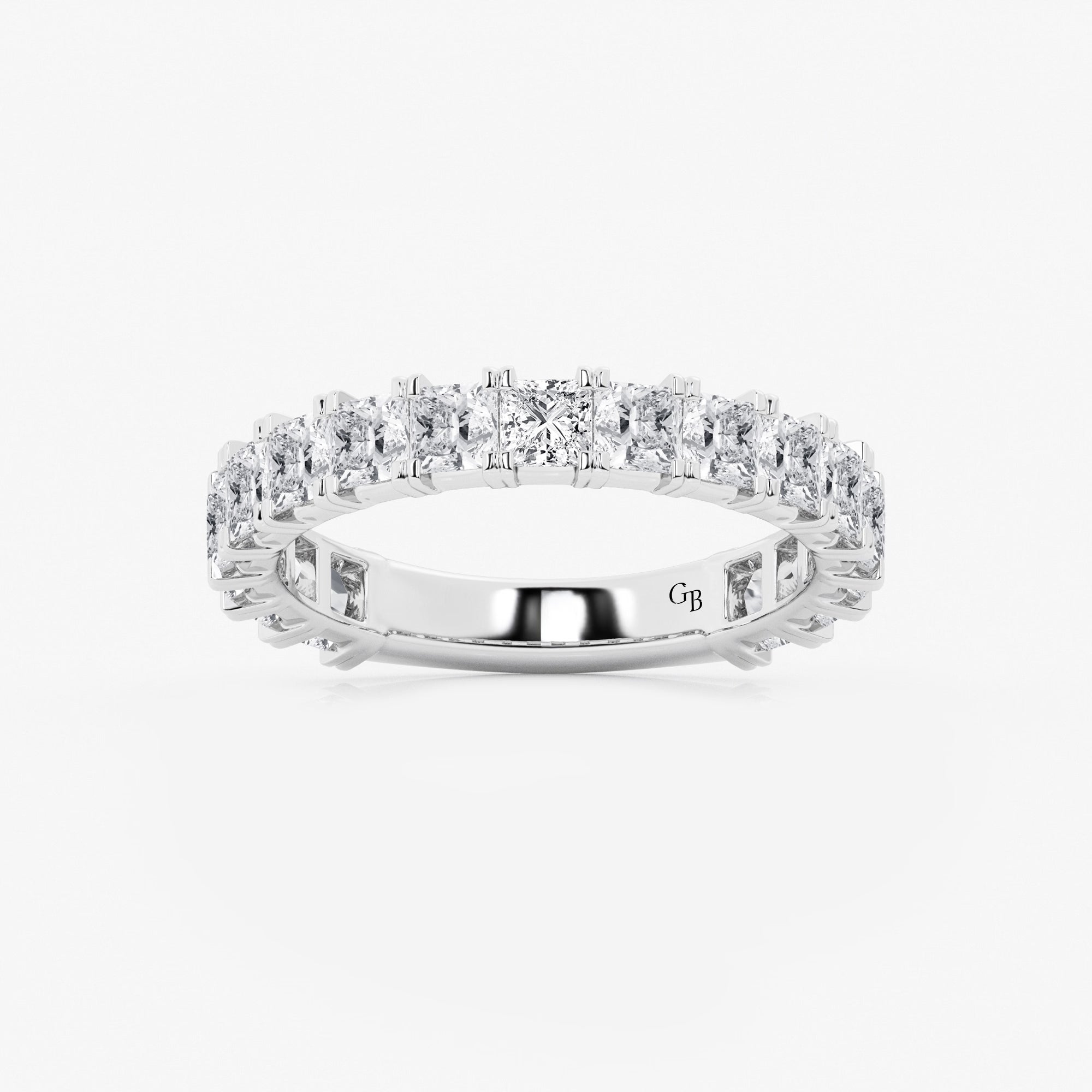 Princess Cut Lab Grown Diamond Three Quarter Eternity Wedding Band in Solid Gold