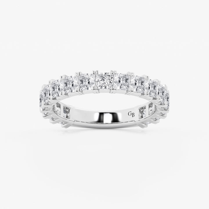 Princess Cut Lab Grown Diamond Three Quarter Eternity Wedding Band in Solid Gold