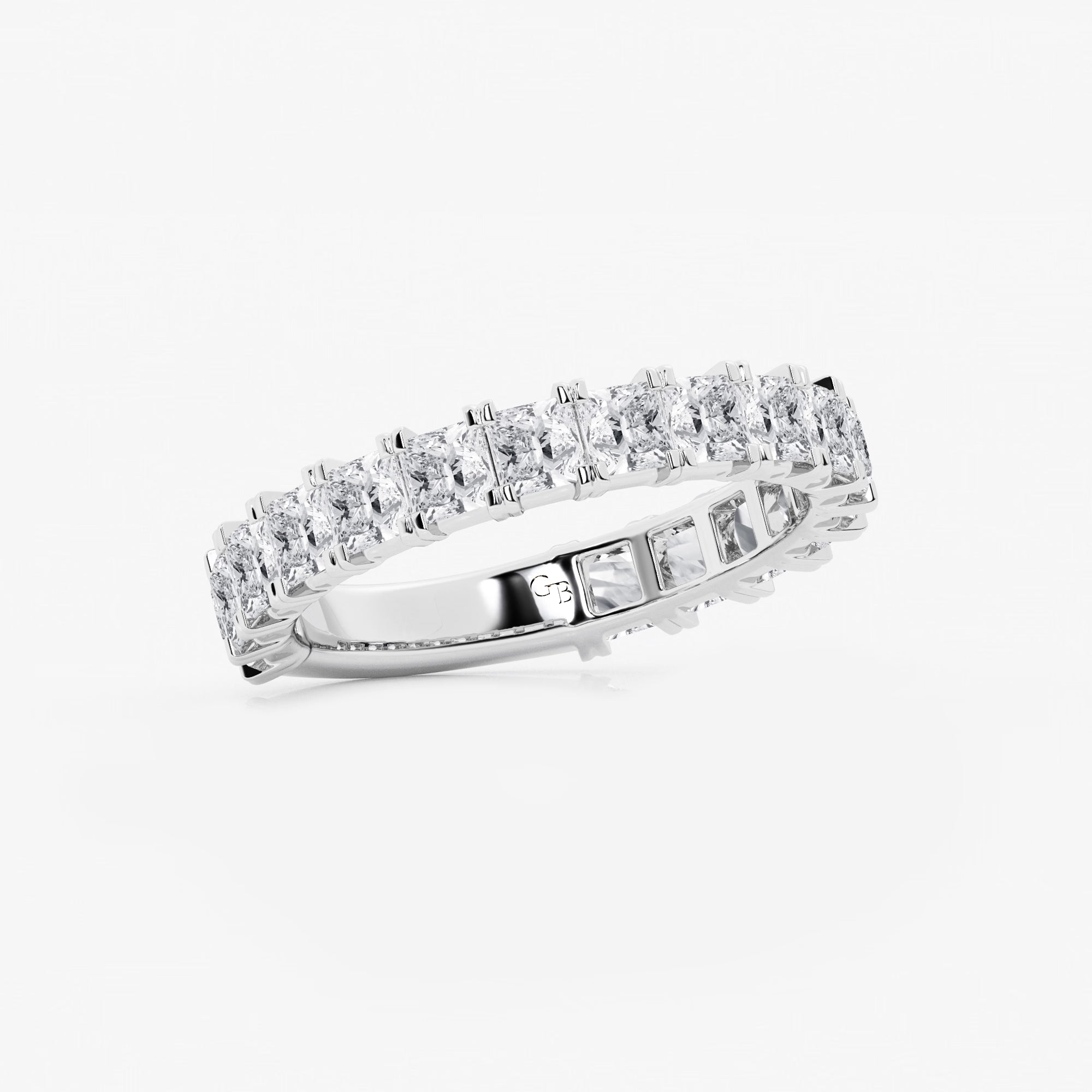 Princess Cut Lab Grown Diamond Three Quarter Eternity Wedding Band in Solid Gold