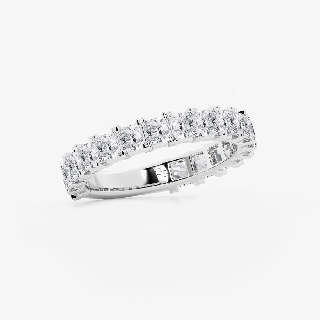 Princess Cut Lab Grown Diamond Three Quarter Eternity Wedding Band in Solid Gold