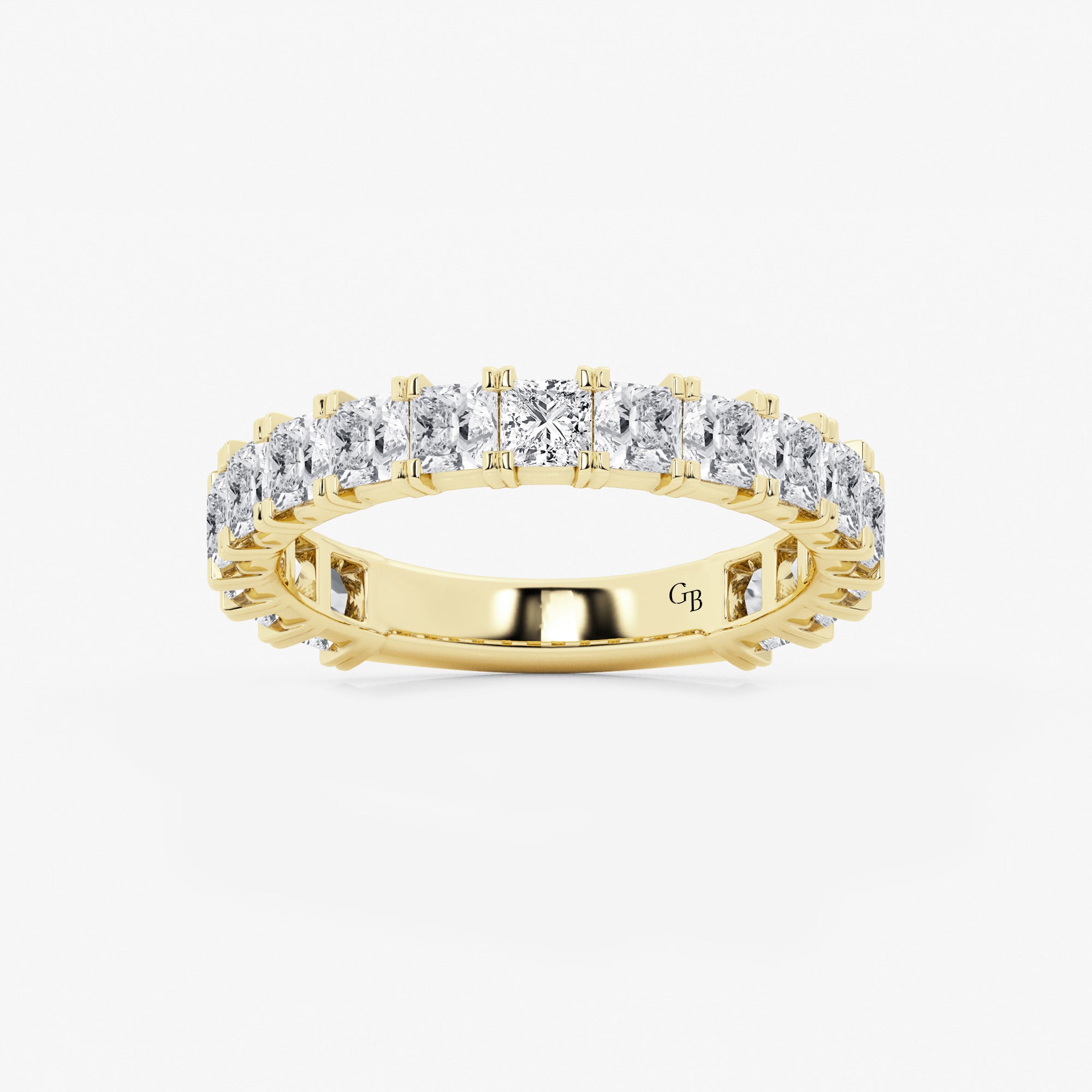 Princess Cut Lab Grown Diamond Three Quarter Eternity Wedding Band in Solid Gold