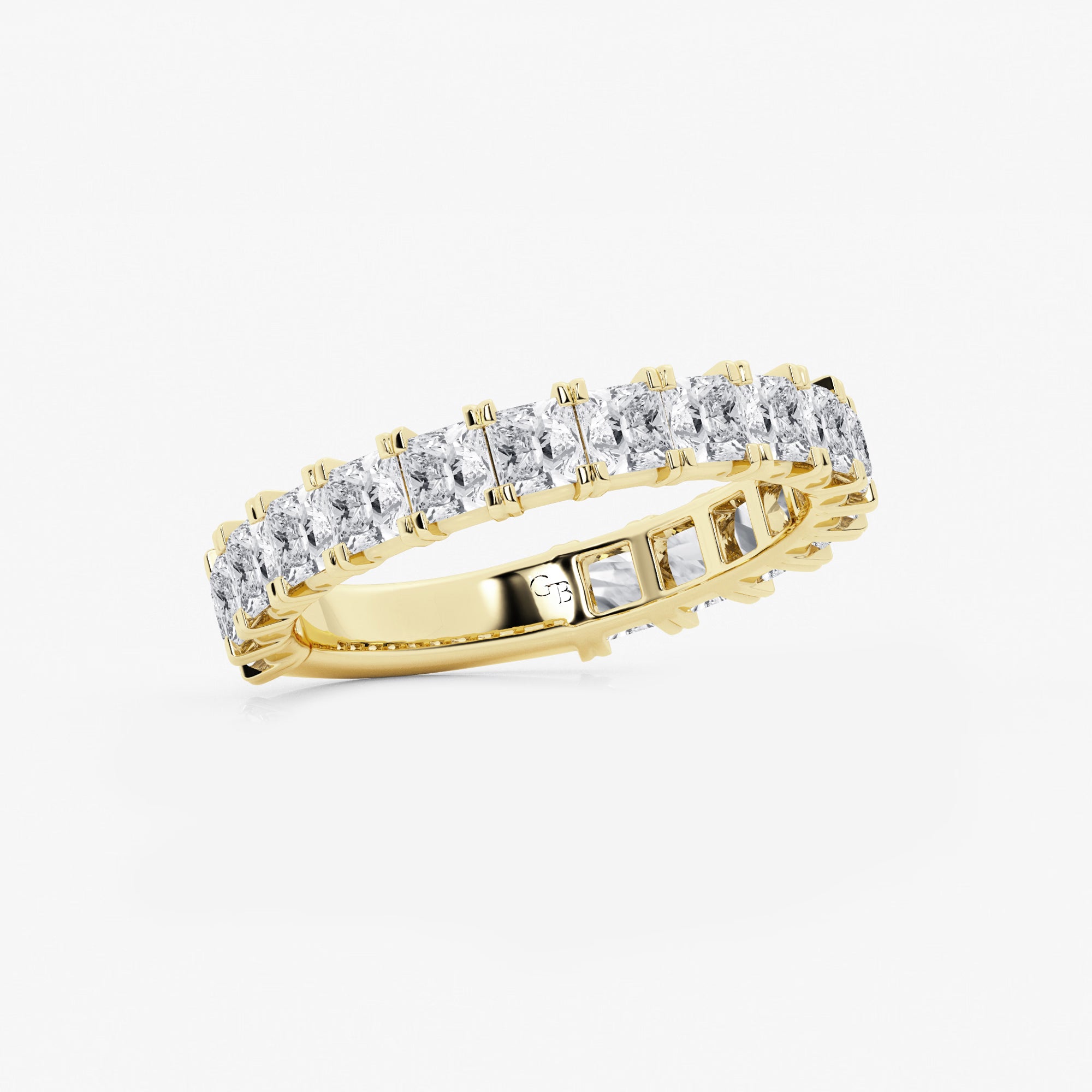 Princess Cut Lab Grown Diamond Three Quarter Eternity Wedding Band in Solid Gold