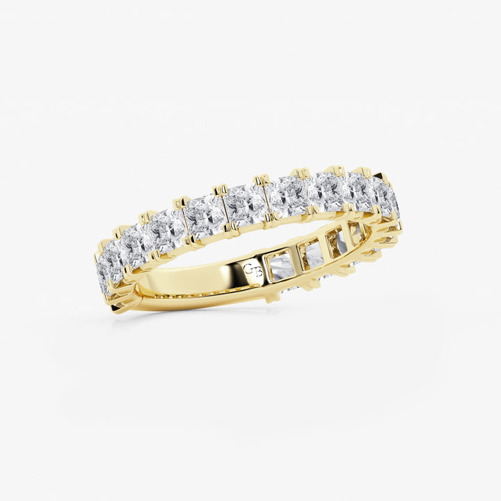 Princess Cut Lab Grown Diamond Three Quarter Eternity Wedding Band in Solid Gold