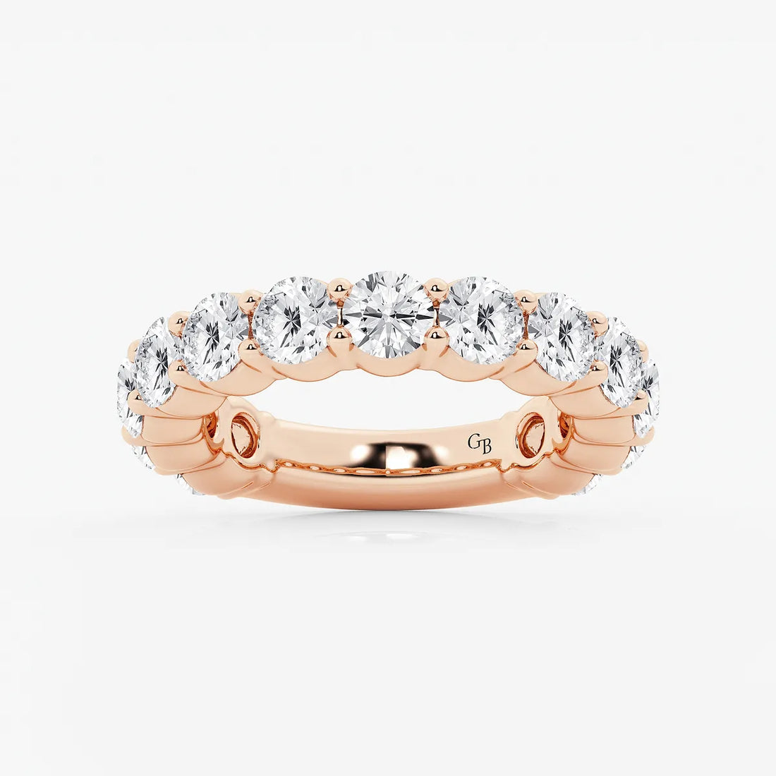 Eterna Grace Round Lab-Grown Diamond Three-Quarter Eternity Shared Prong Wedding Band