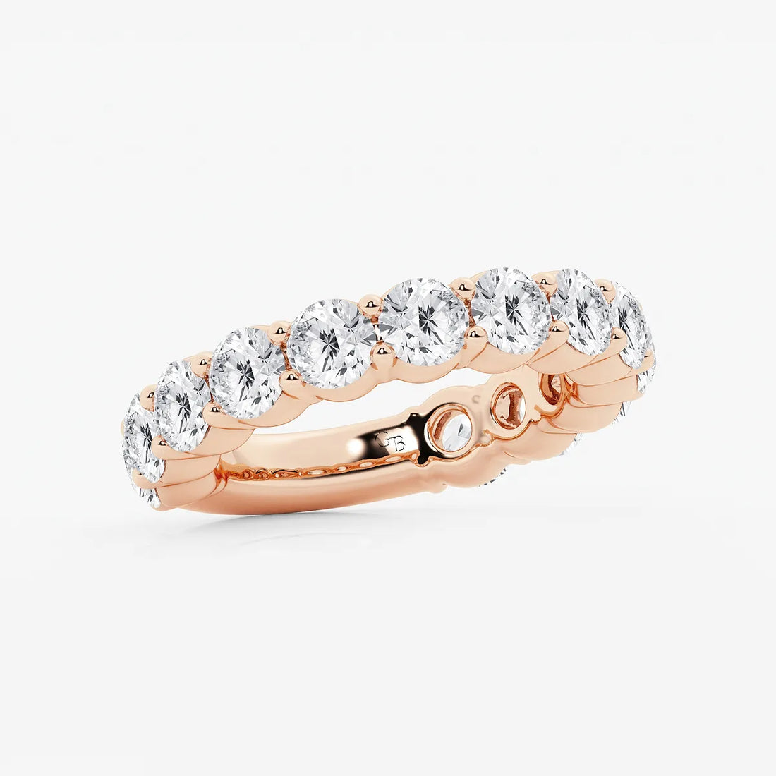 Eterna Grace Round Lab-Grown Diamond Three-Quarter Eternity Shared Prong Wedding Band