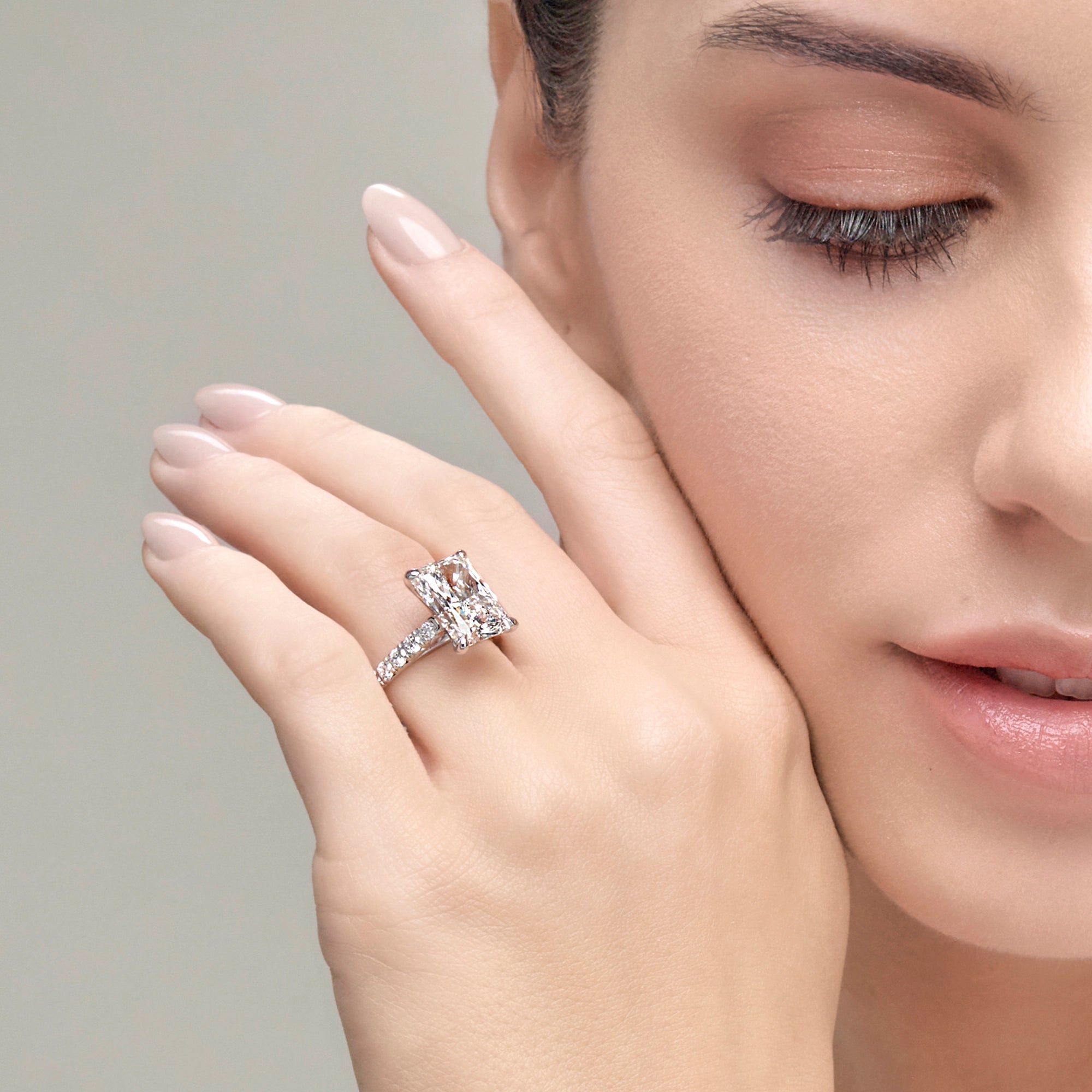 Celestia Radiant Lab-Grown Diamond French Pavé Engagement Ring