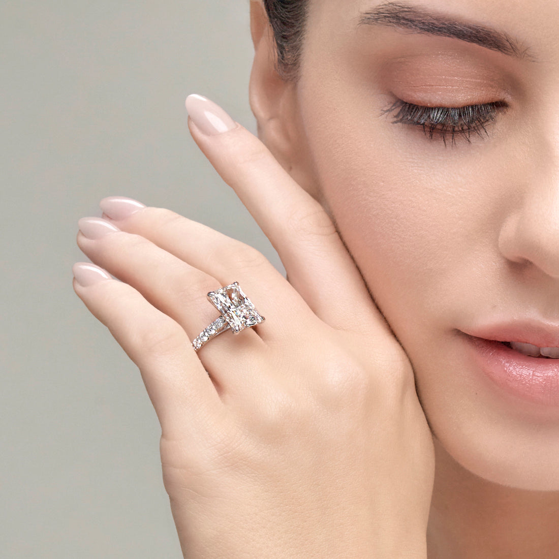 Celestia Radiant Lab-Grown Diamond French Pavé Engagement Ring