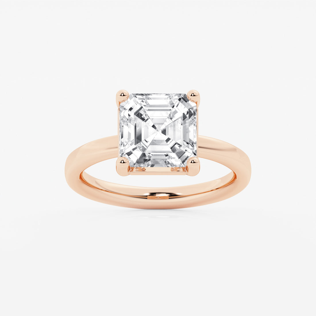 Veloura Asscher Lab Grown Diamond Low-Set Solitaire Engagement Ring