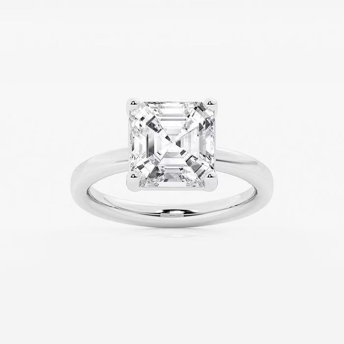 Veloura Asscher Lab Grown Diamond Low-Set Solitaire Engagement Ring