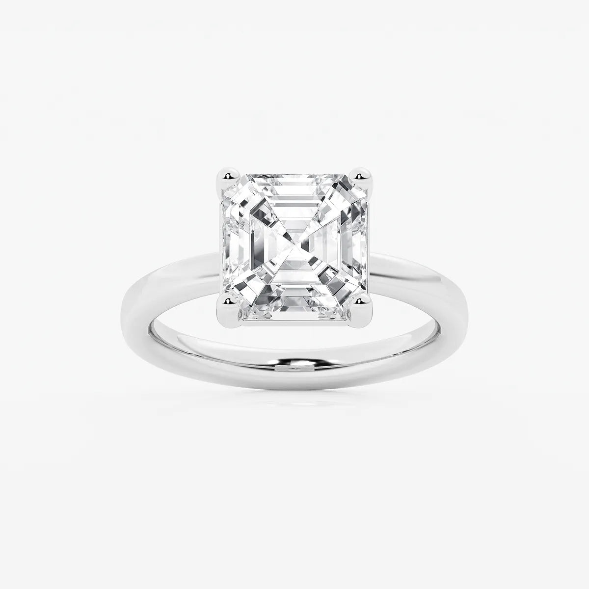 Veloura Asscher Lab Grown Diamond Low-Set Solitaire Engagement Ring