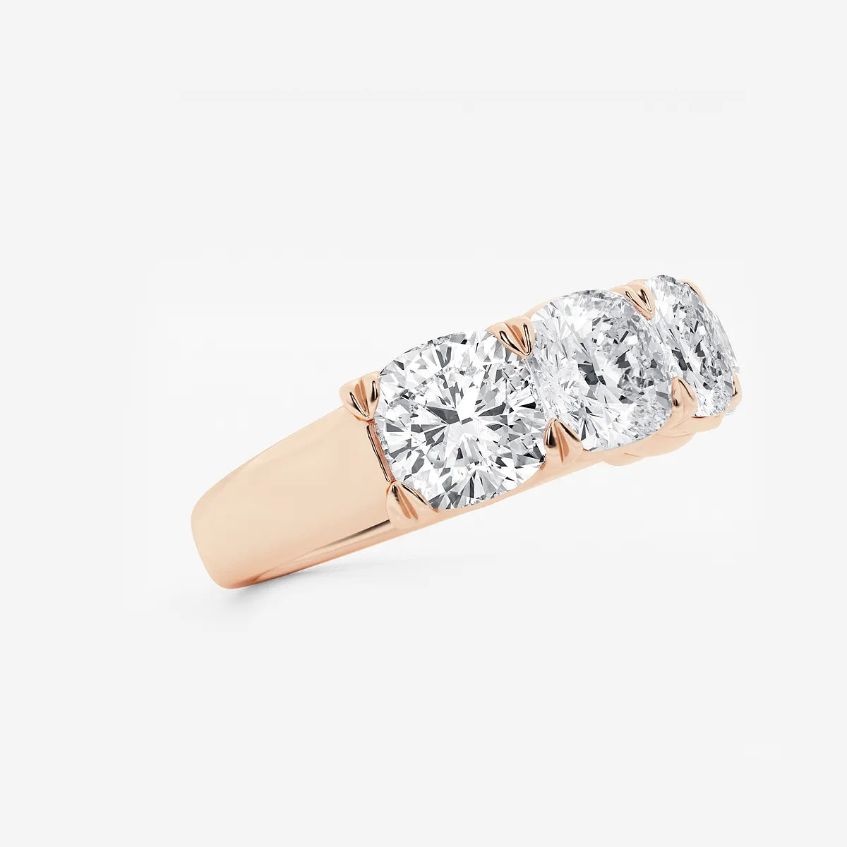 Elegant Cushion Cut Lab Grown Diamond Five Stone Anniversary Band in Solid Gold