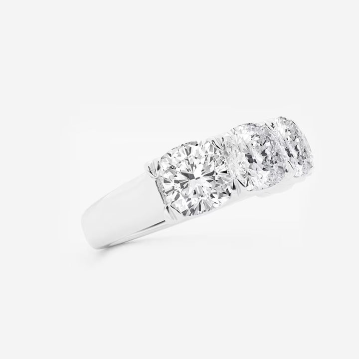 Elegant Cushion Cut Lab Grown Diamond Five Stone Anniversary Band in Solid Gold