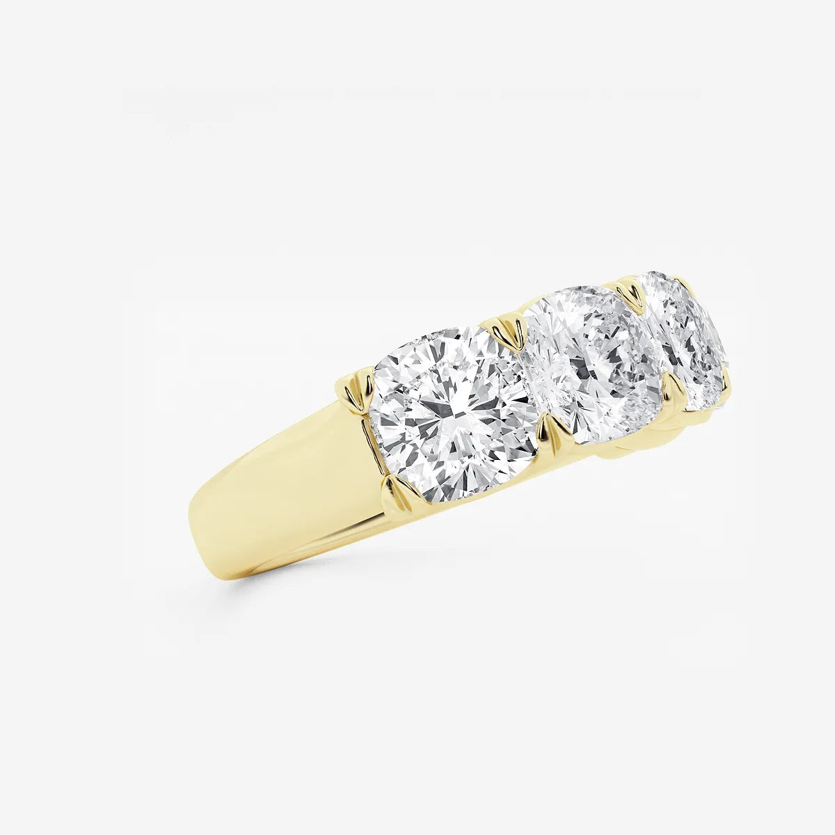 Elegant Cushion Cut Lab Grown Diamond Five Stone Anniversary Band in Solid Gold