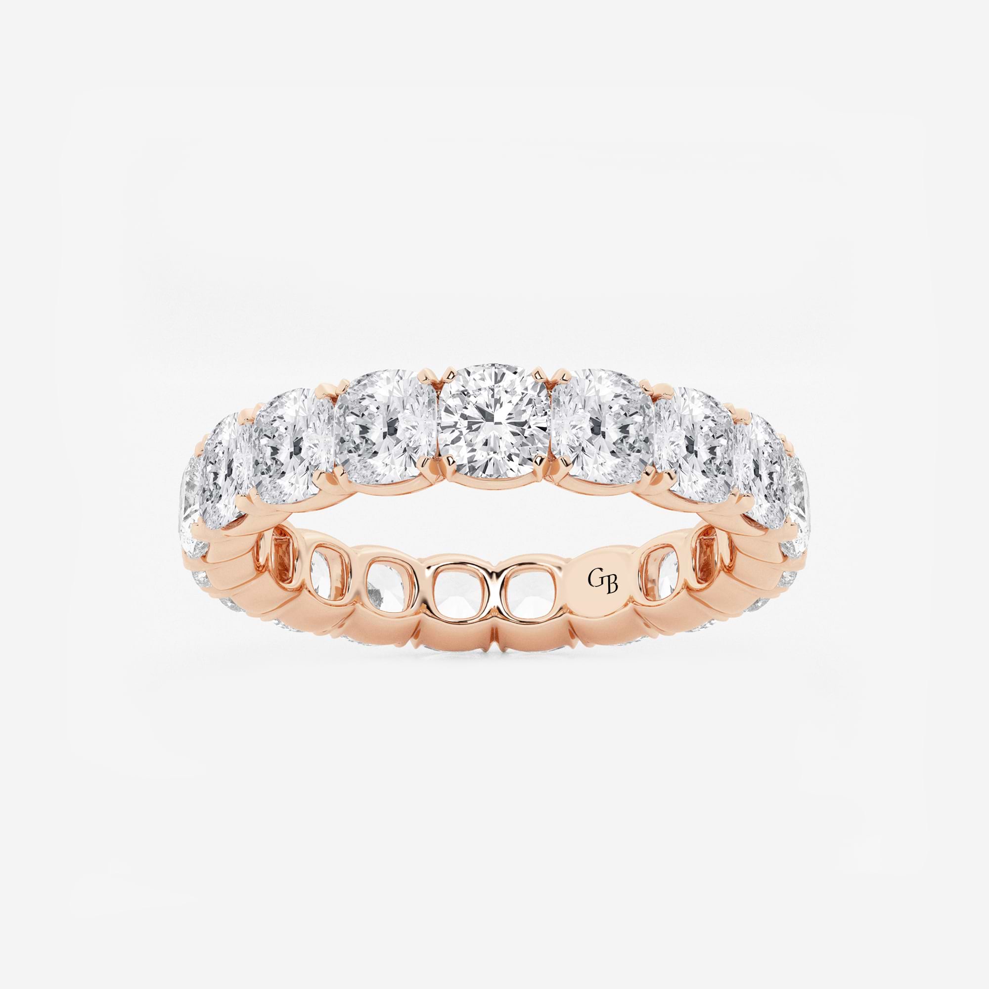 Timeless Cushion Cut Lab Grown Diamond Eternity Band Ring in Solid Gold