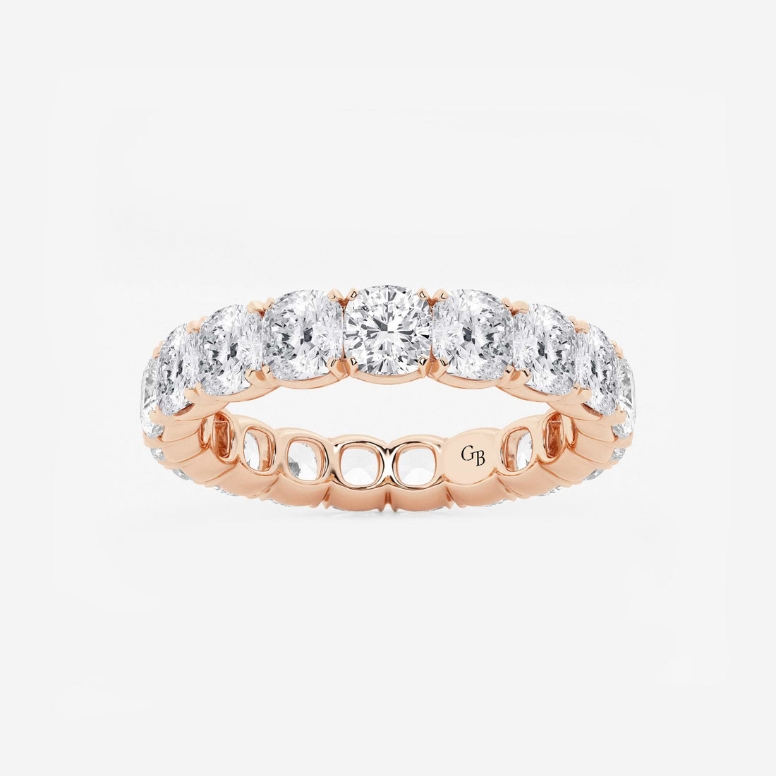 Timeless Cushion Cut Lab Grown Diamond Eternity Band Ring in Solid Gold