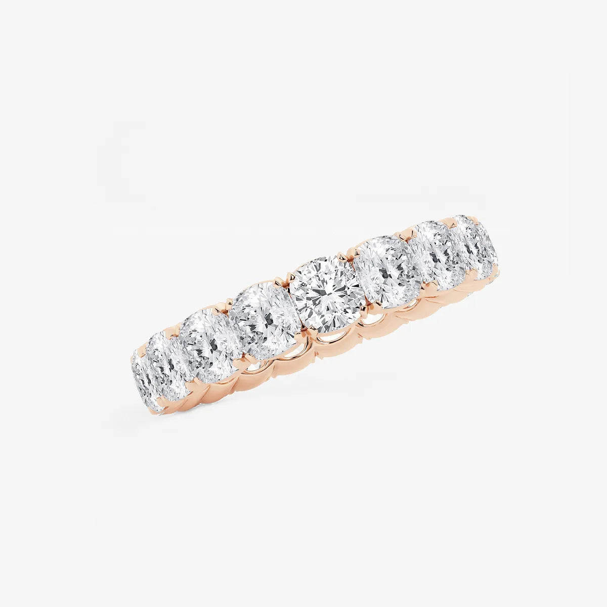 Timeless Cushion Cut Lab Grown Diamond Eternity Band Ring in Solid Gold