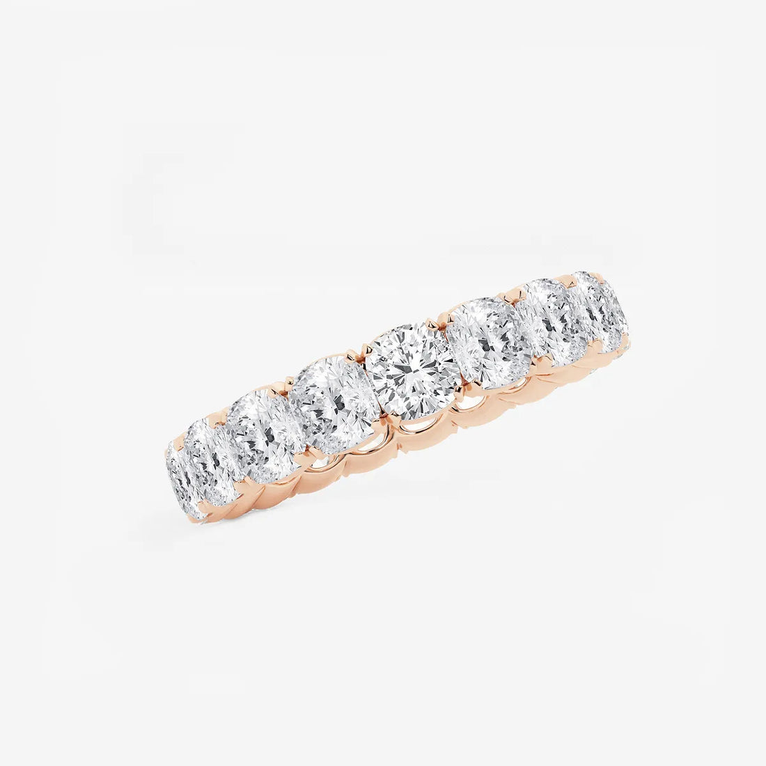Timeless Cushion Cut Lab Grown Diamond Eternity Band Ring in Solid Gold