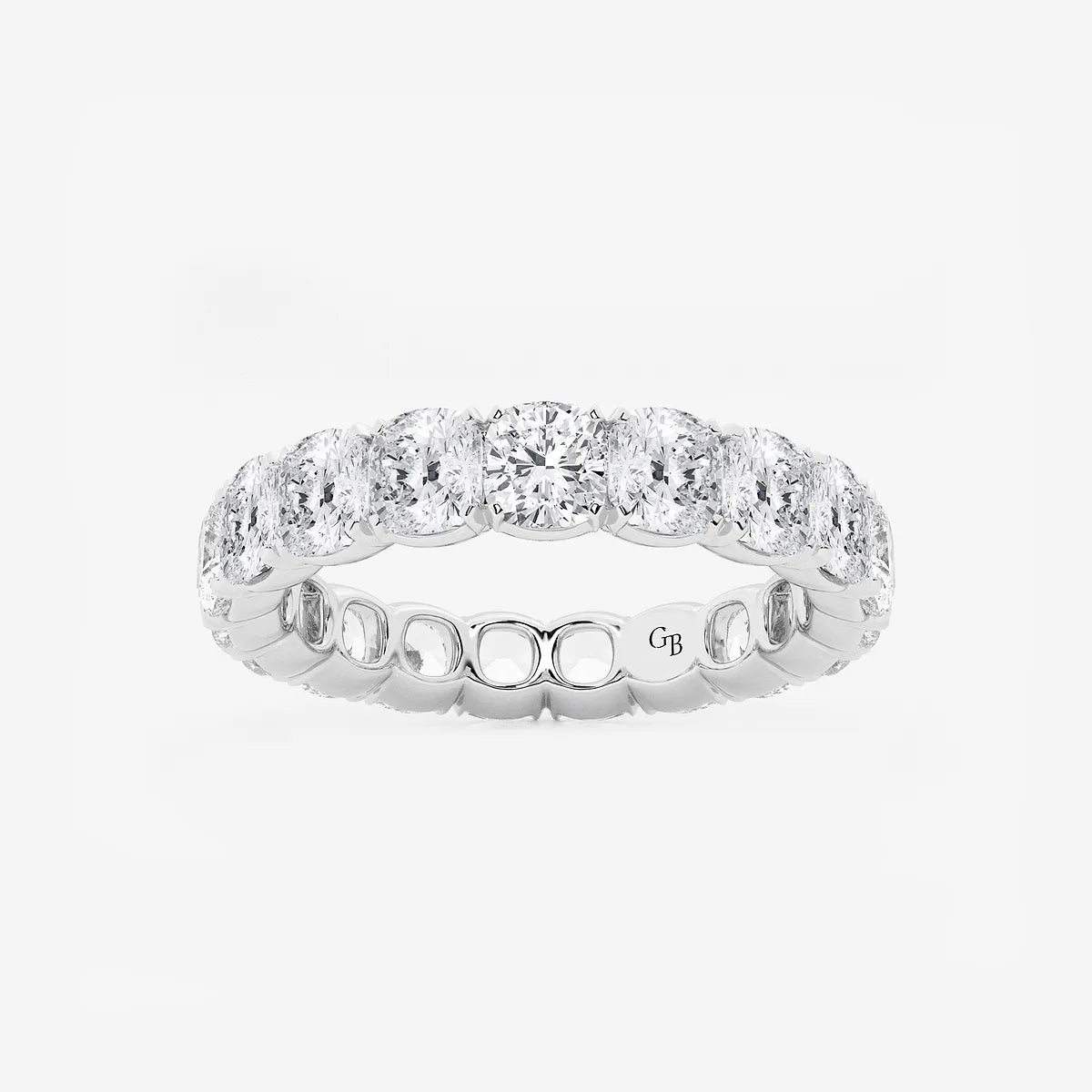 Timeless Cushion Cut Lab Grown Diamond Eternity Band Ring in Solid Gold
