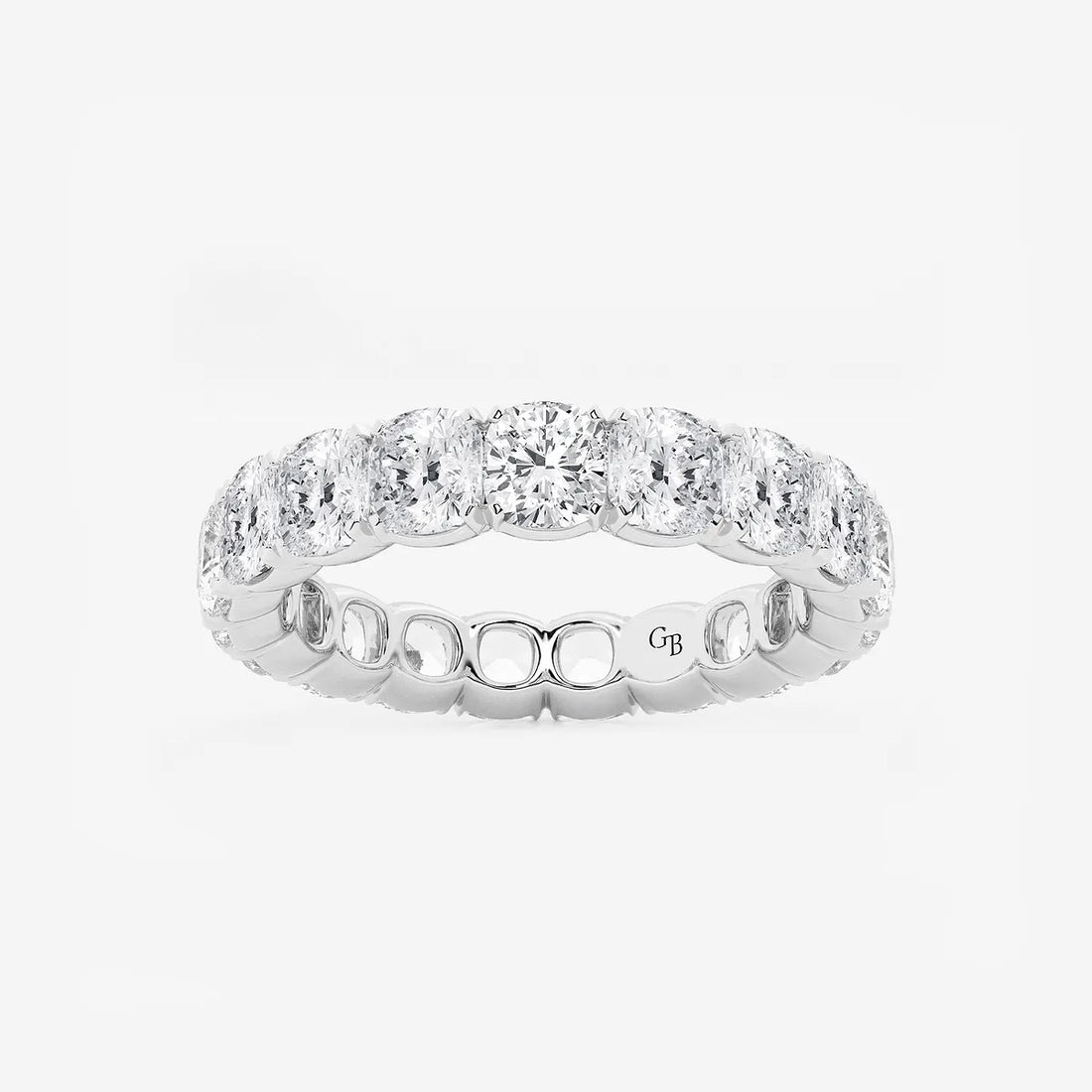 Timeless Cushion Cut Lab Grown Diamond Eternity Band Ring in Solid Gold