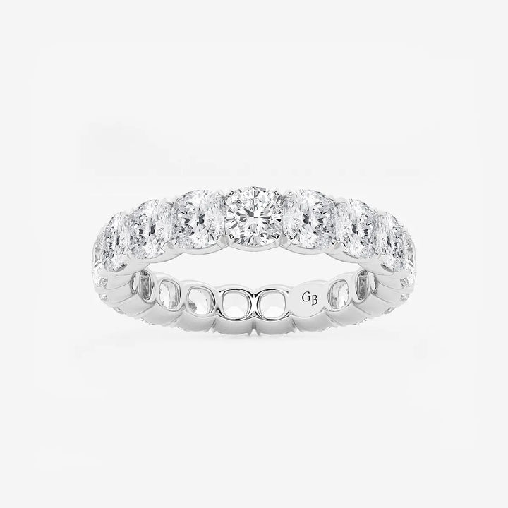 Timeless Cushion Cut Lab Grown Diamond Eternity Band Ring in Solid Gold