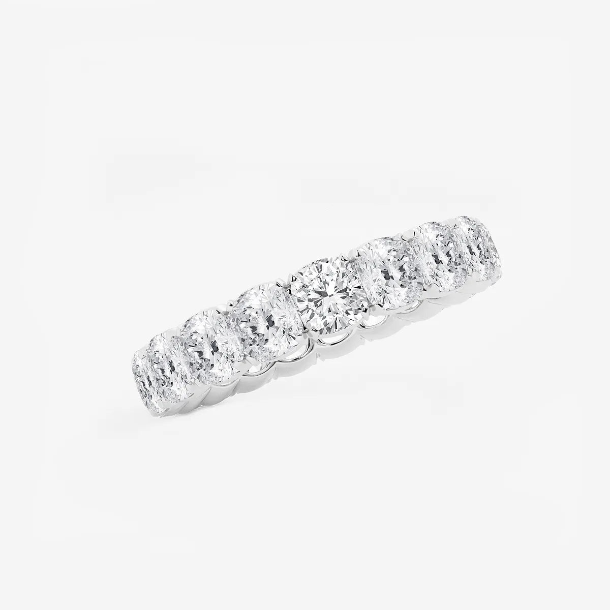 Timeless Cushion Cut Lab Grown Diamond Eternity Band Ring in Solid Gold
