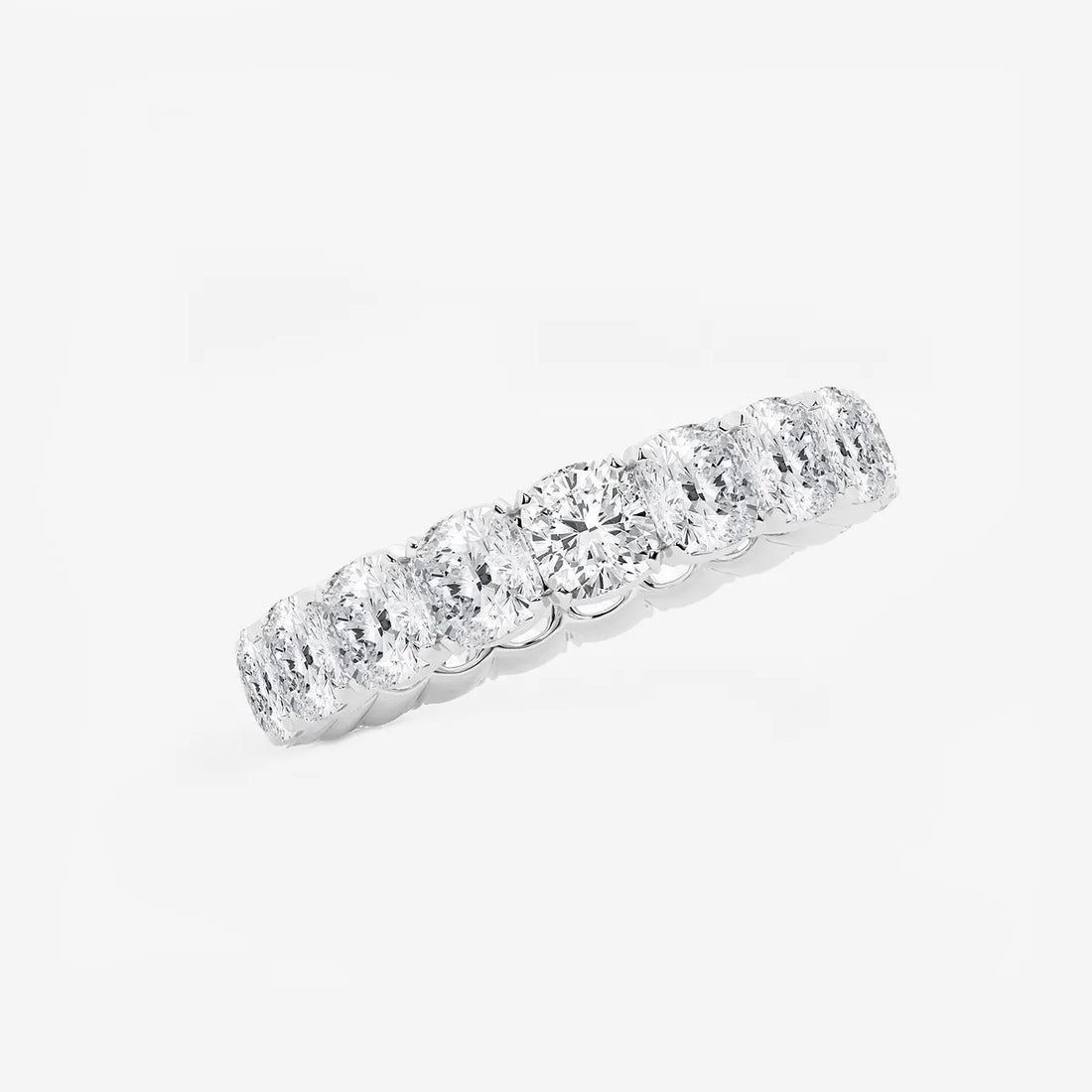 Timeless Cushion Cut Lab Grown Diamond Eternity Band Ring in Solid Gold