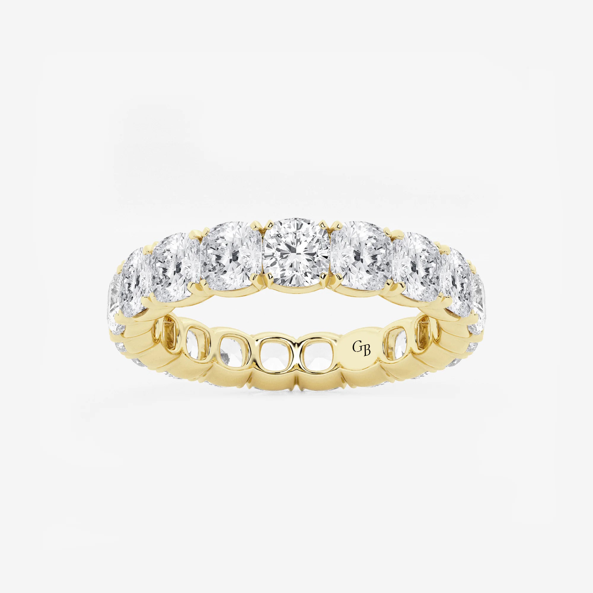 Timeless Cushion Cut Lab Grown Diamond Eternity Band Ring in Solid Gold