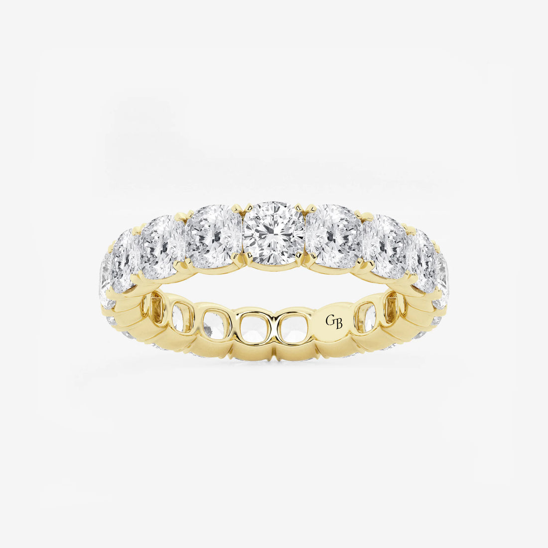 Timeless Cushion Cut Lab Grown Diamond Eternity Band Ring in Solid Gold